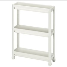 Carrello, bianco, 54x18x71 cm Salvaspazio 3 Ripiani