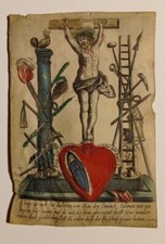  Nr 1 Antico Foglio Di Preghiera, "bidprentje"  su pergamena, op perkament