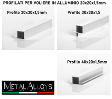 Tubo Quadro 20 x 20 x 1,5 mm in Alluminio per VOLIERE GABBIE diverse lunghezze
