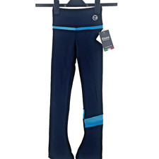 Thuono Leggings da Pattinaggio con Figura su Ghiaccio per Ragazze, Taglia 7-8 Anni, Nero/Turchese