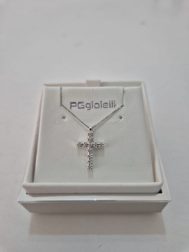 Collana croce oro bianco 18 - bianco,