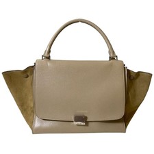 Borsa a mano CELINE Trapezio Medium 2WAY pelle scamosciata beige autentica usata dal Giappone