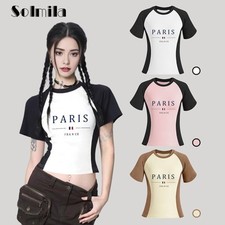 Women Casual Top Comfortable Round Neck Club Outfits Contrasting Colors