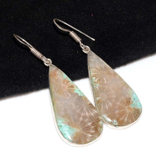 Orecchini corallo fossile