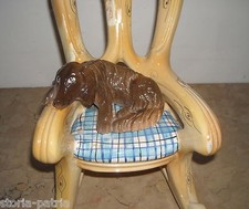 INUSUALE BOTTIGLIA D'EPOCA_POLTRONA A DONDOLO CON CANE_DA COLLEZIONE_SCULTURA