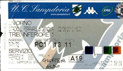 Biglietto stadio c - biglietto, u.c