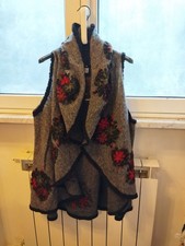 Gillet Donna Misto Lana Cotta  Ricamato In Rilievo T.U.