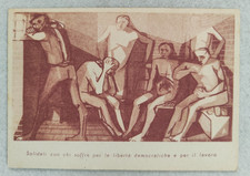 cartolina illustratori pittore borgonzoni aldo 1948 prigionia camera lavoro fp