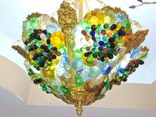 Raro lampadario in vetro di