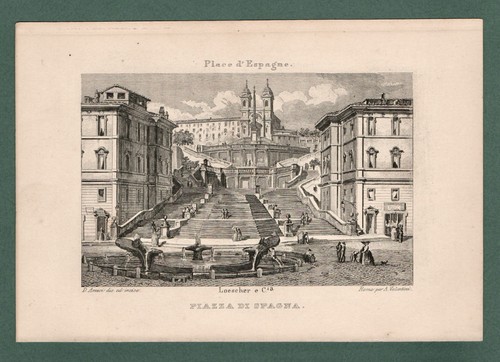 Stampa antica piazza spagna - stampa,