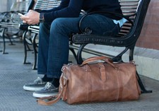 1 borsa in vera pelle borsone uomo viaggio vera palestra bagaglio pernottamen...