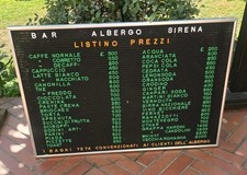 Tabella Listino Prezzi Bar