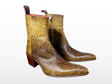 Stivali Jeffery-West COCKNEY REBEL giallo serpente tacco rock 'n roll zip prezzo consigliato £ 495