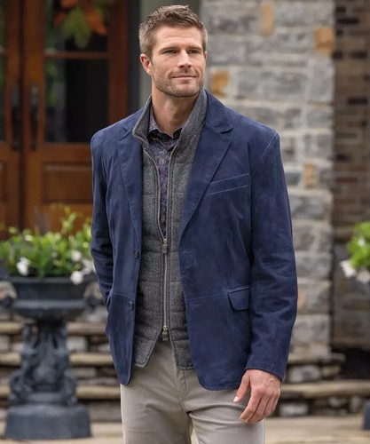 Blazer uomo blu pelle