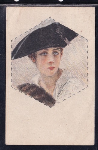 Cartolina donna con - donna, cappello