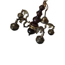 2x Lampadario in ottone, teak