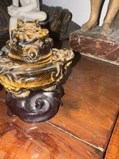 Incensiere Scolpito In Occhio Di Tigre, Intaglio Cina Primi Anni Del XX Secolo