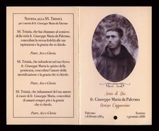 reliquia carta sacra -santino con reliquia S.D. GIUSEPPE MARIA DA PALERMO