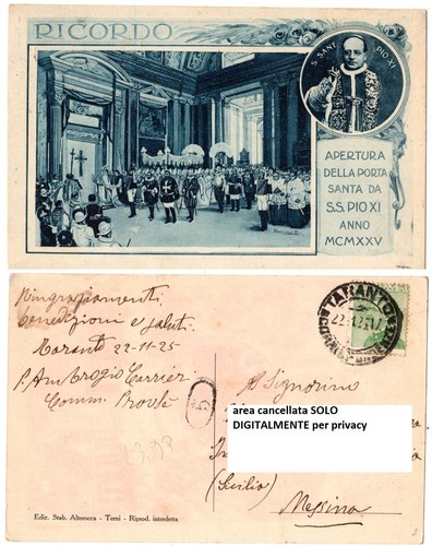 Cartolina 1925 anno santo pio - 1925,