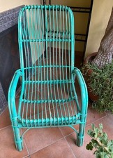 Sedia poltrona vimini vintage dipinta a mano schienale cm 70 ottimo stato comoda