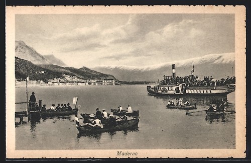 Cartolina maderno barche a - maderno,,