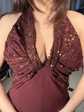 Abito Elegante Bordeaux Con