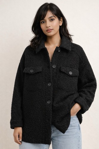 Zara teddy shacket nero - teddy,