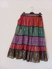 Gonna Estiva Donna Lunga Elegante Vintage Multicolor Taglia M Vita Alta 