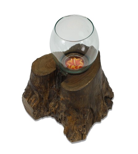 Teak radice portalume candela - portalume,