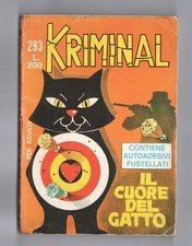 FUMETTO KRIMINAL N°293 IL CUORE DEL GATTO 1971 NO ADESIVI