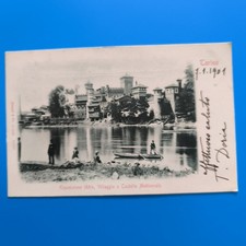 TORINO ESPOSIZIONE 1884 VILLAGGIO AL CASTELLO MEDIEVALE VIAGGIATA 1901 CARTOLINA