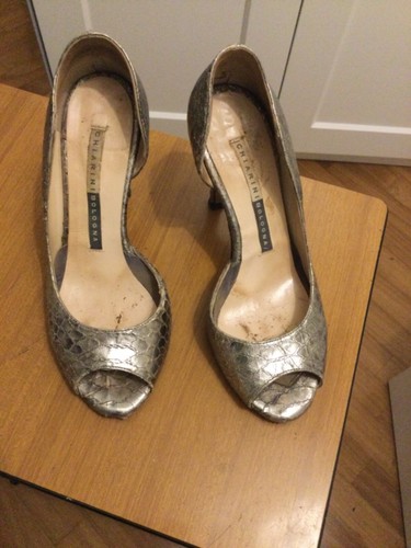 Décolleté argento pelle