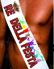 FASCIA  poliestere con scritta RE DELLA FESTA auguri compleanno party