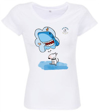 t shirt unisex bull terrier squalo cartoon disegno originale