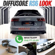 DIFFUSORE + TERMINALI INOX ✨RS6 LOOK✨per -AUDI- A6 S-LINE 4G C7 2015-2018