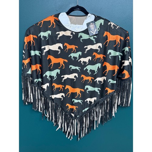 Poncho frange stampa - , cavallo