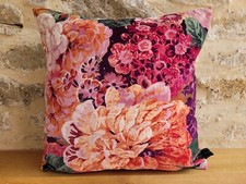 Copricuscino Sanderson Very Rose and Peony Prugna Tessuto Velluto e Velluto Viola