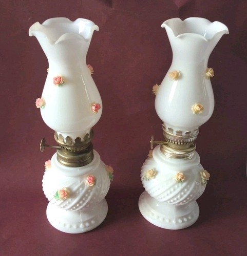 Lampes pétrole opaline - opaline, &