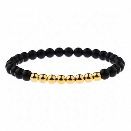 Bracciale nero oro pietre - bracciale,