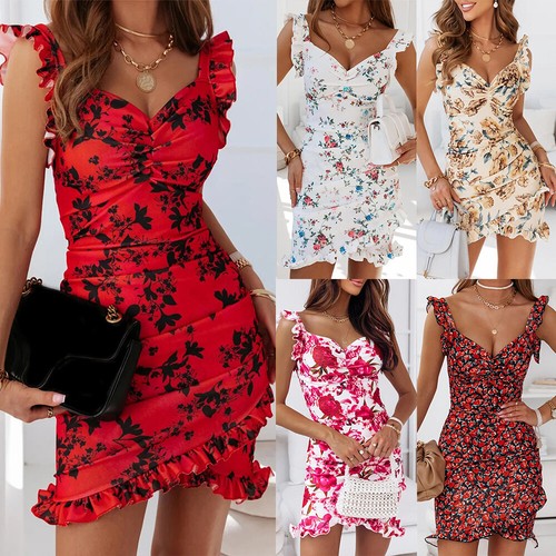 Abito aderente floreale sexy - abito,