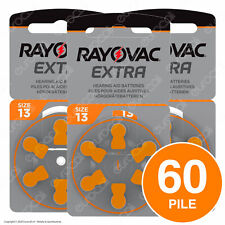 60 Batterie PILE RAYOVAC Extra 13 per Apparecchi Acustici PROTESI udito PR48