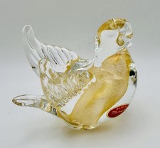 Colomba in vetro artistico di Murano vintage uccellino macchie oro metallizzato soffiato a mano Italia