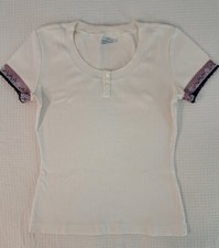 BENETTON t-shirt maglia maglietta top bianco vintage ragazza donna tg M