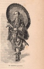Stampa antica GIAPPONE SAMURAI CON ABITO TRADIZIONALE Japan 1893 Antique print