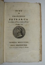 PETRARCA - ediz. 1809 - rime - trionfi - Dante - canzoni