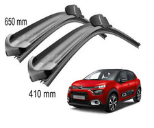 KIT 2 SPAZZOLE TERGICRISTALLO ANTERIORI FLAT CITROEN C3 III SX  650 mm + 410 mm