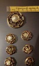 11 Bottoni Versace originali, vintage anni 1990. Testa di Medusa e strass rossi.