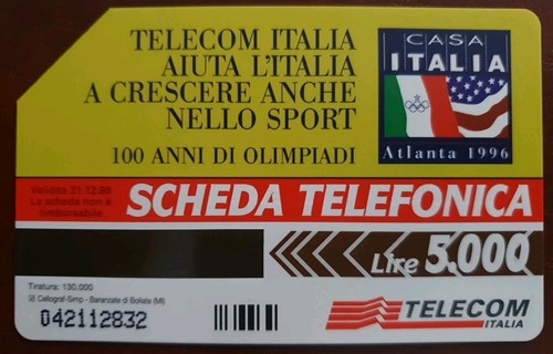 Scheda telefonica atlanta 1996 - scheda,