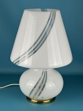 Lampada Da Tavolo A Fungo XL  50cm Vetro Murano Bianco Spirale Design 1970