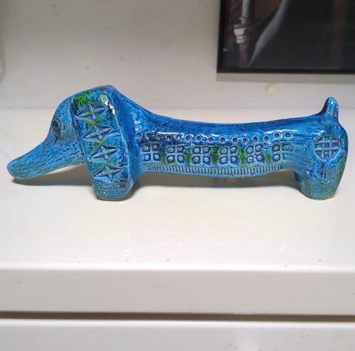 Statuina ceramica bassotto blu